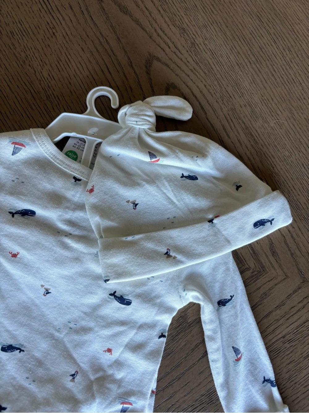 Carter's Cream Baby Pajama Set with Navy & Coral Whale Accents